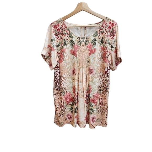 Soft Surroundings Oversized Floral Shirt with Light Pleating Detail, Size Small - Picture 2 of 12